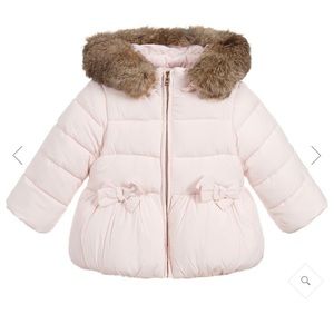 6 month French designer coat with fur trim